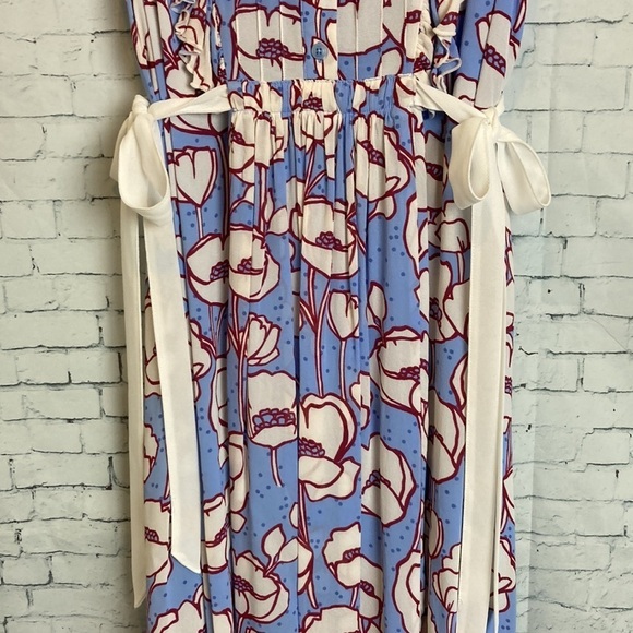 TED BAKER Tindraa Floral Frill Midi Dress Size 5 US 12 Ruffle Feminine Coquette - Picture 11 of 16